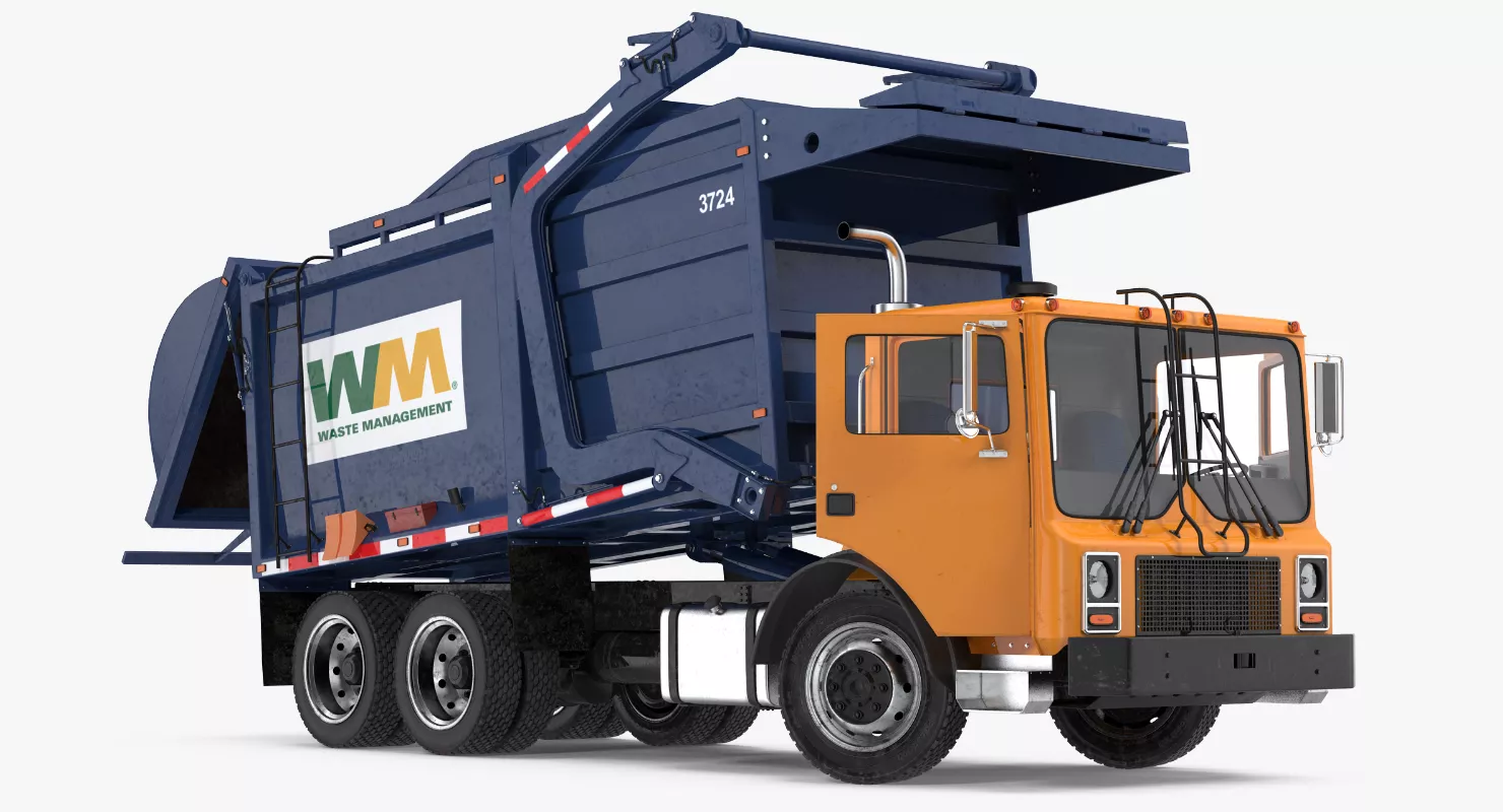 Mack Garbage Truck Rigged 3D model