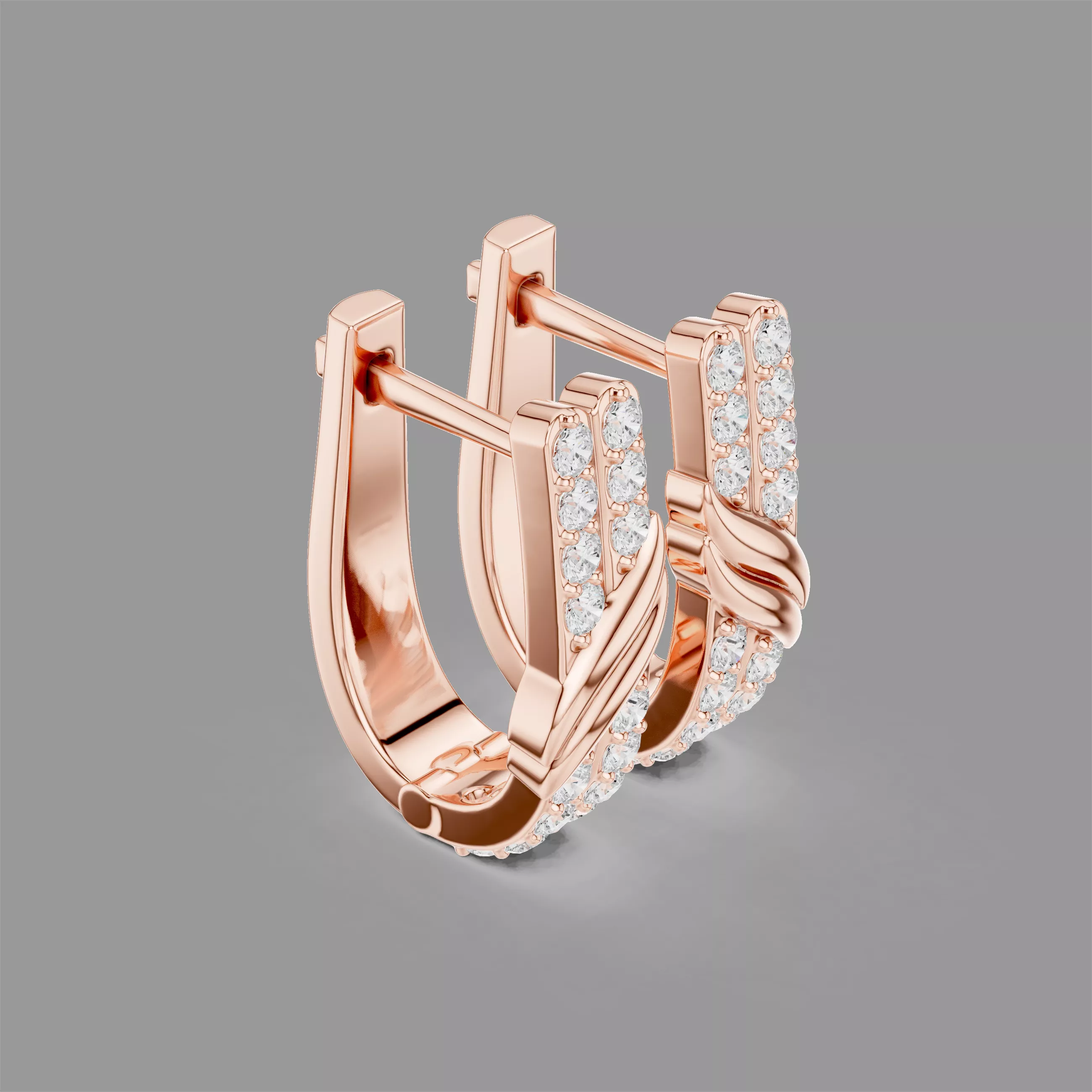 Diamond Hoops Earrings 3D print model