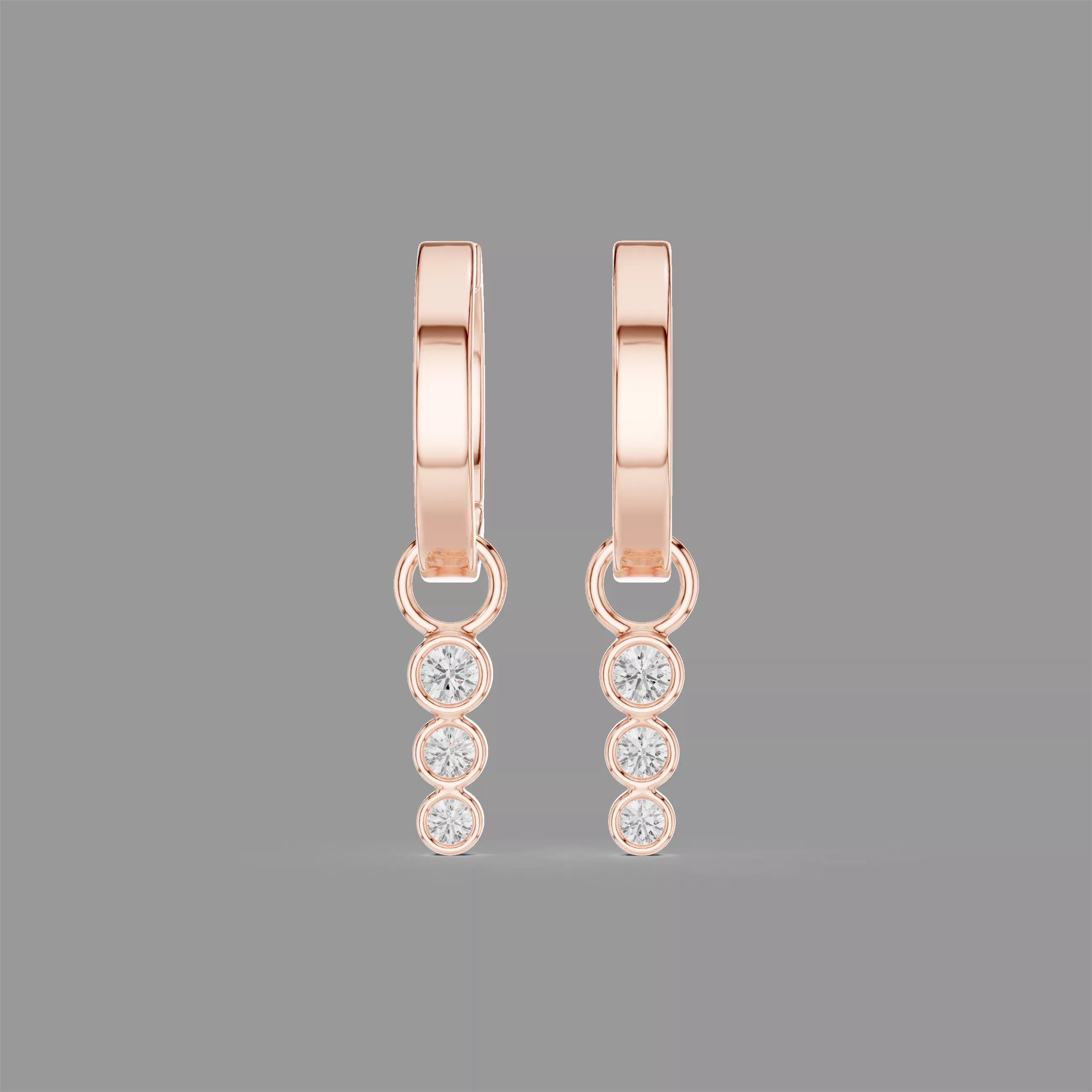 Diamond Hoops Earrings 3D print model