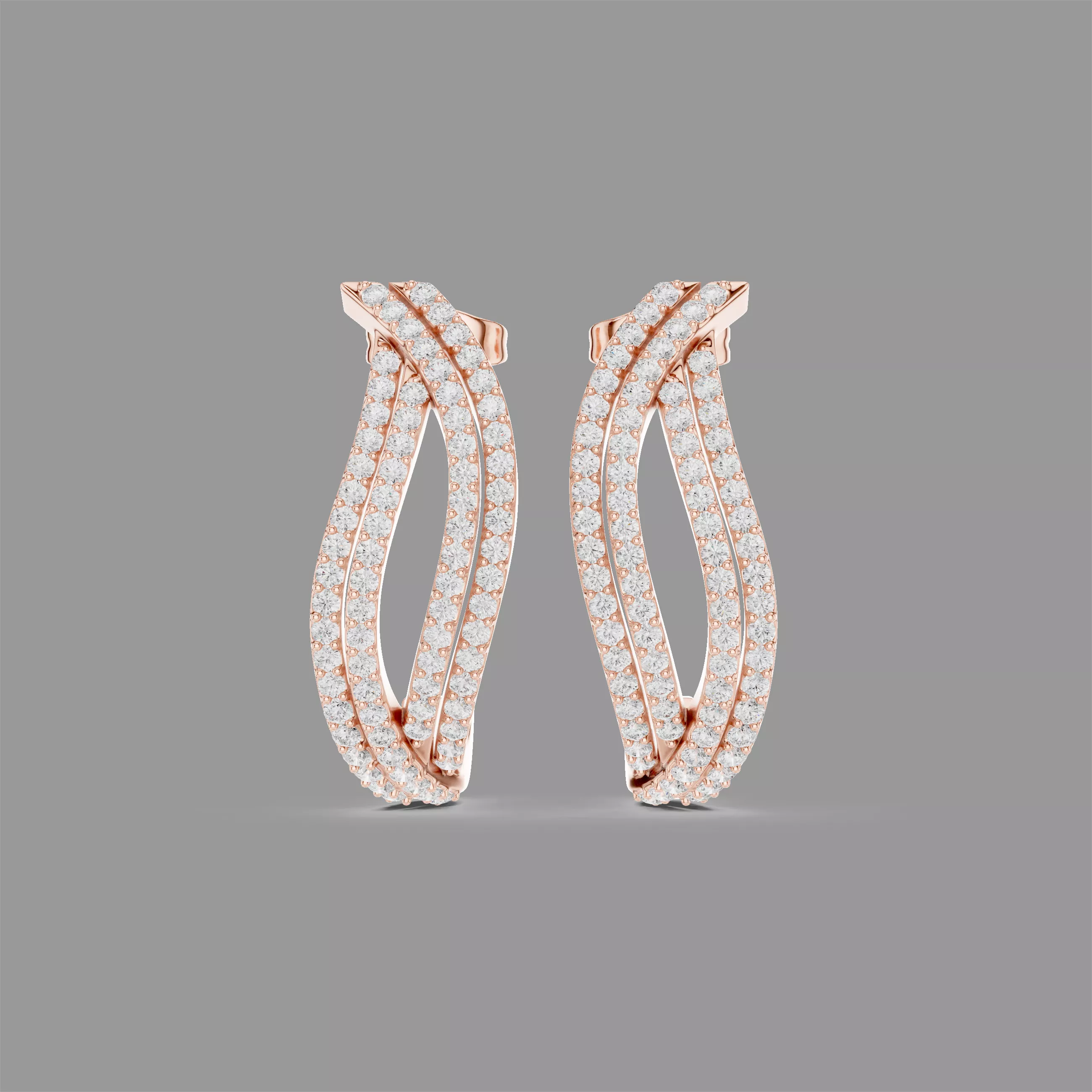 Diamond Hoops Earrings 3D print model