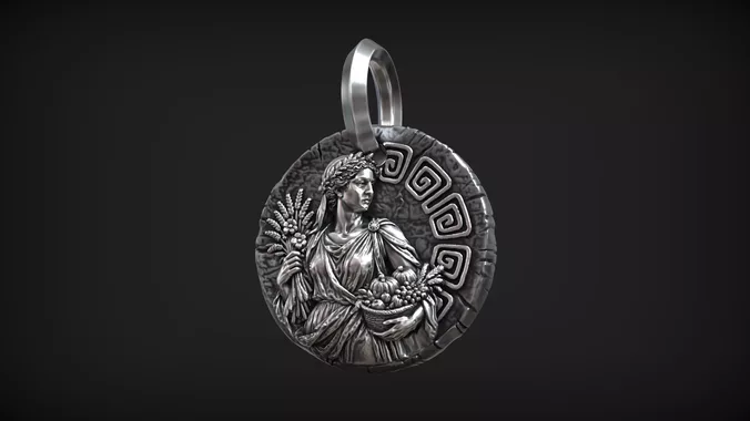 Demeter Goddess of Harvest and Agriculture Greek Medallion