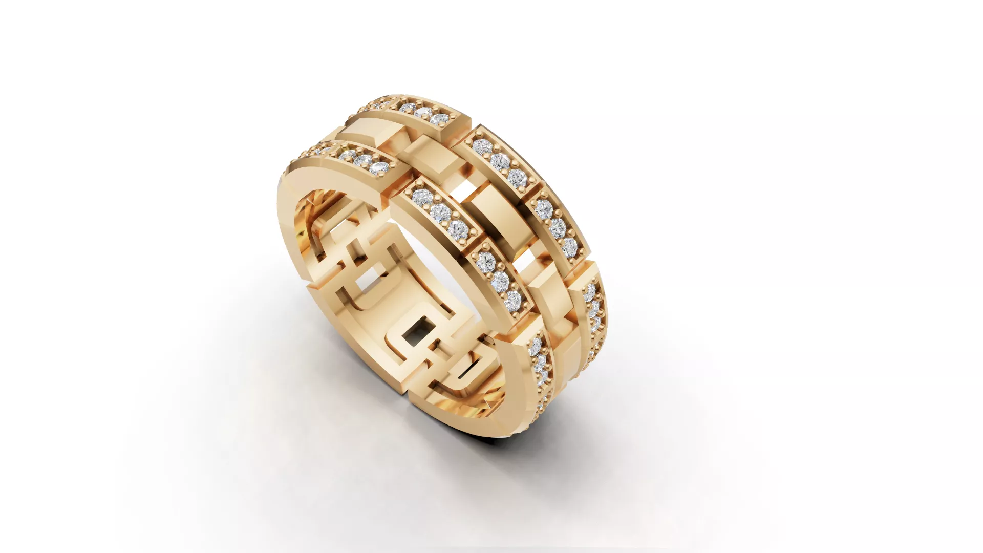 Interlocking Chain Pave Band Jewelry CAD 3D print model