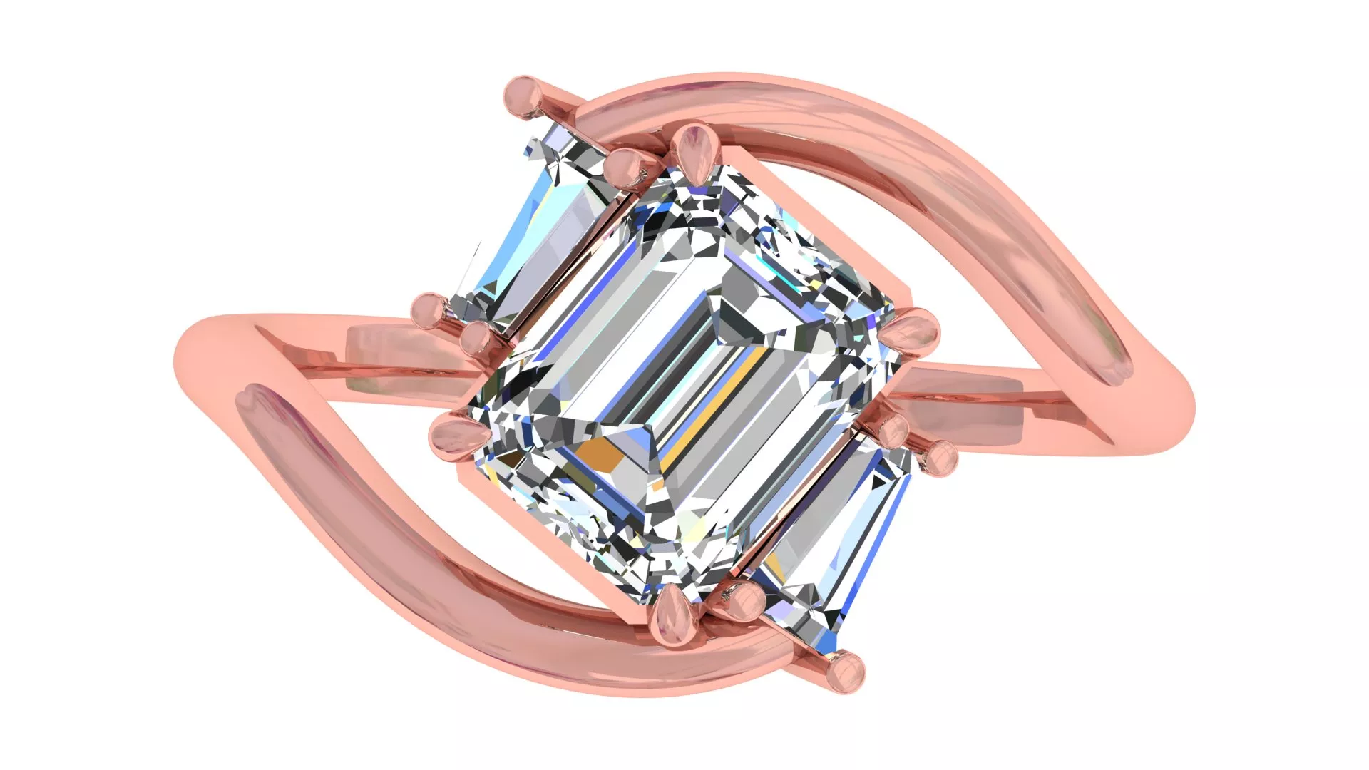 Centre Emerald Stone Elegant Ring 3D print model