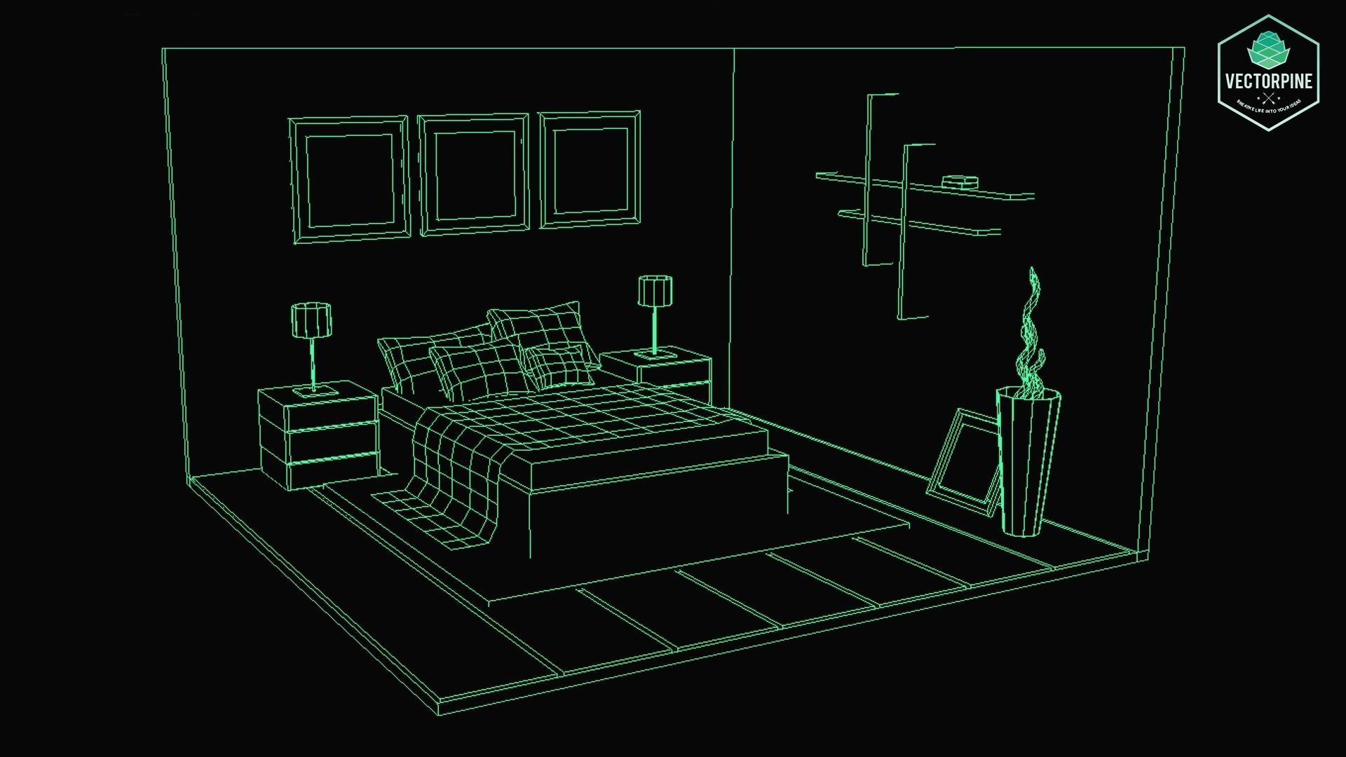 Low Poly Interiors - Bedroom Low-poly 3D model_6