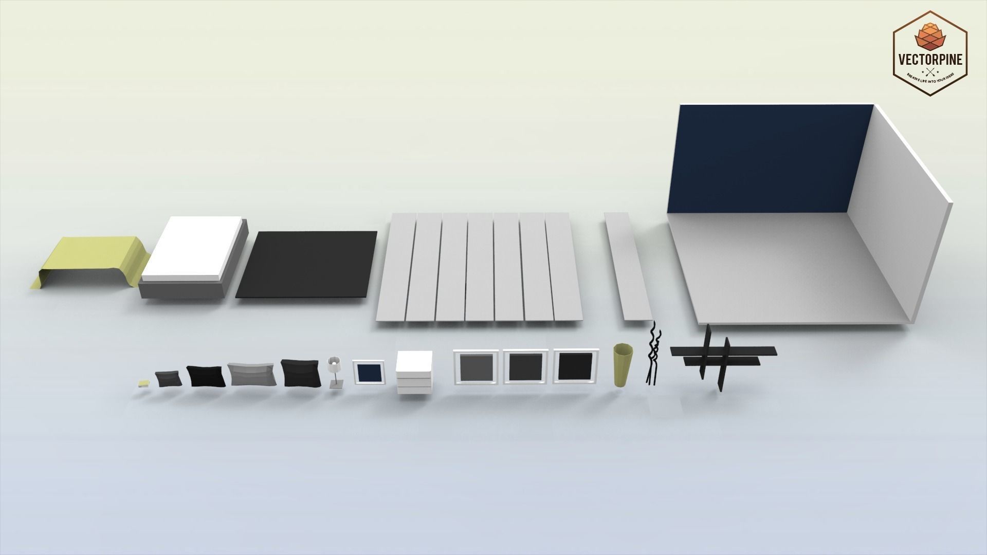 Low Poly Interiors - Bedroom Low-poly 3D model_5