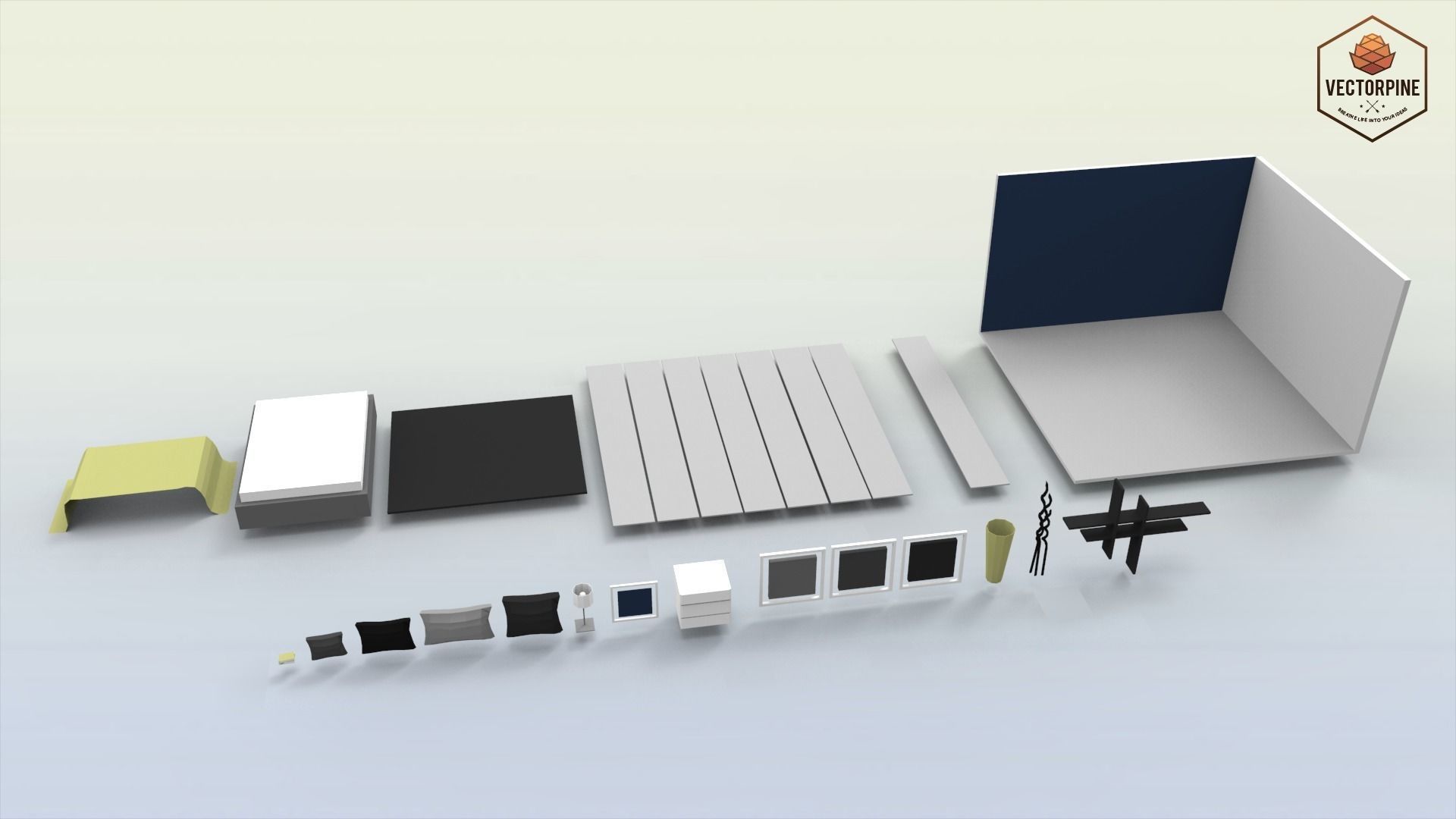 Low Poly Interiors - Bedroom Low-poly 3D model_4