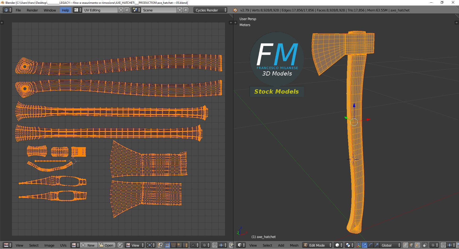 Axe hatchet 3D model_10