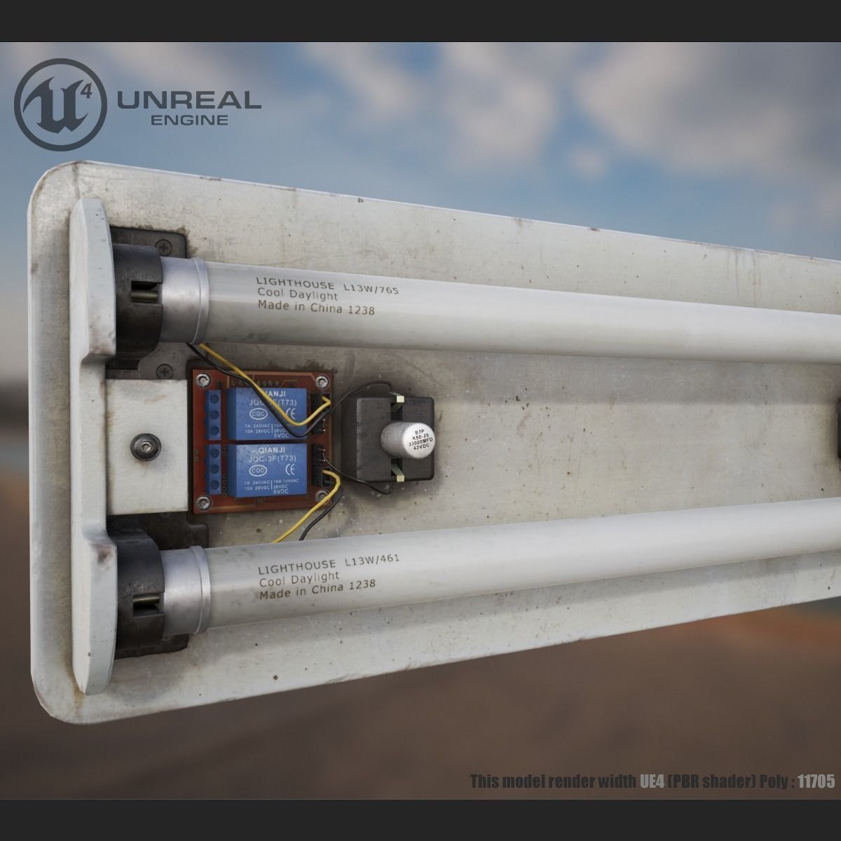 Wall Lamp Low-poly 3D model_8