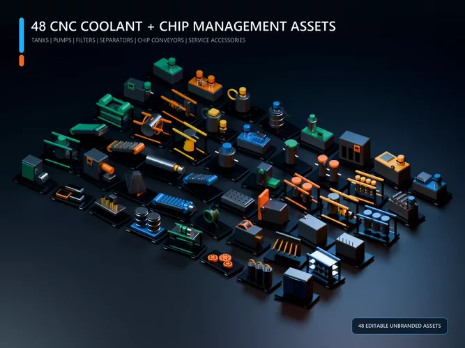 CNC Coolant Filtration and Chip Management Kit - 48 Assets