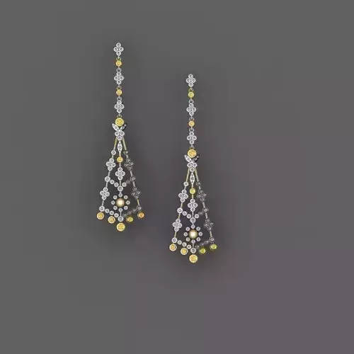 Earrings pair of gold and diamond