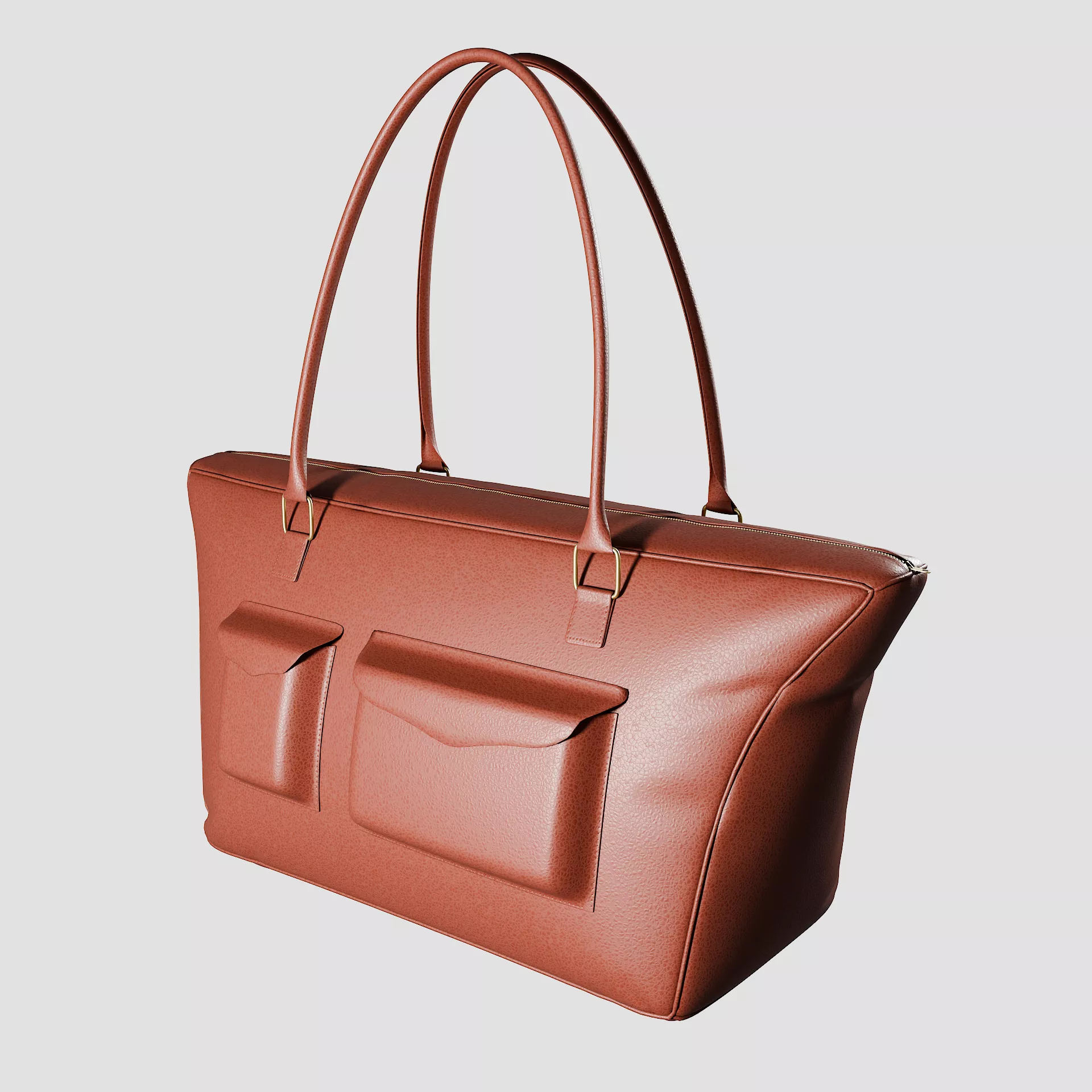 Realistic leather handbag with details lowpoly 3D model Low-poly 3D model