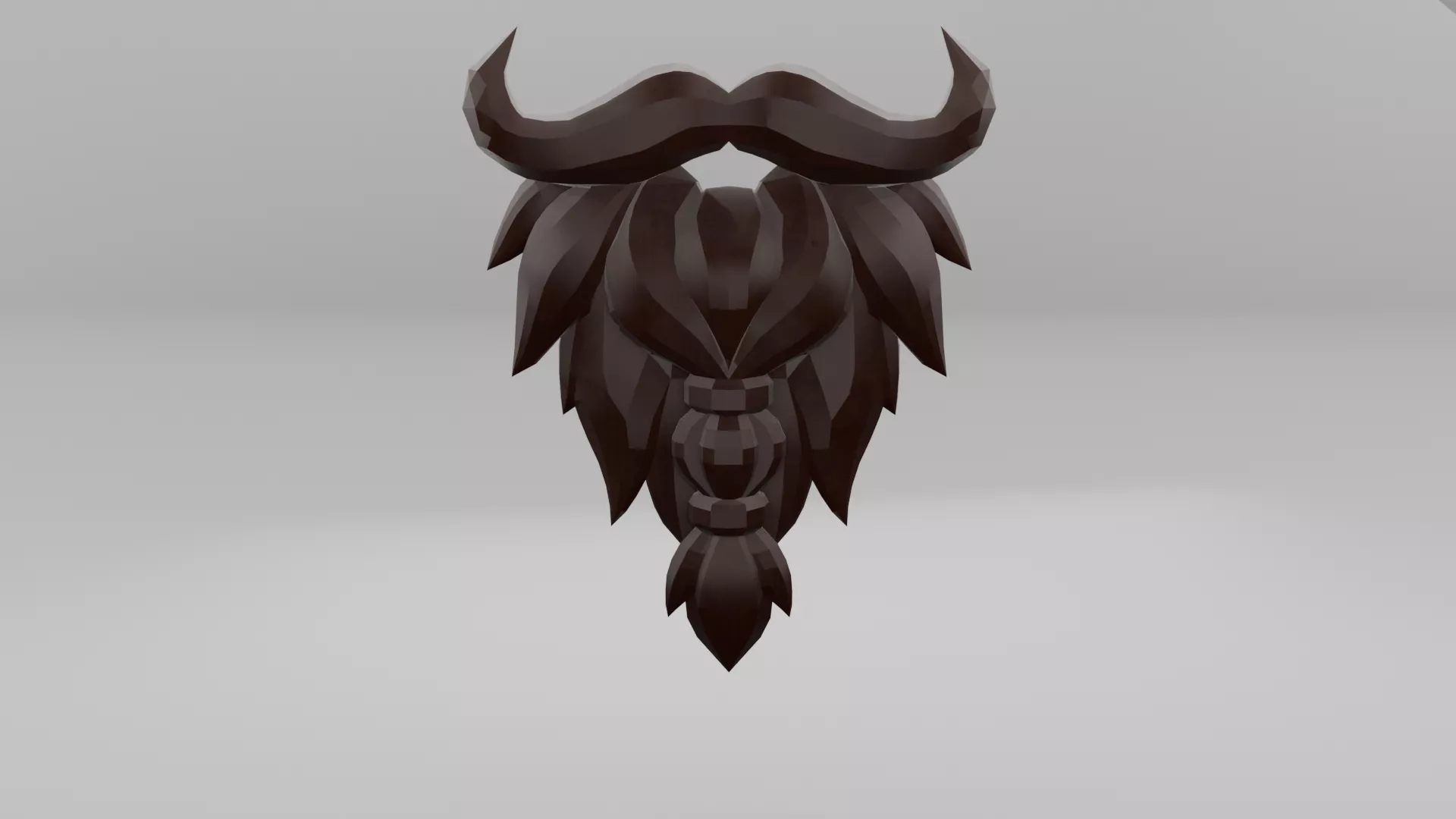 Full Facial Hair Beard Asset Low-poly 3D model