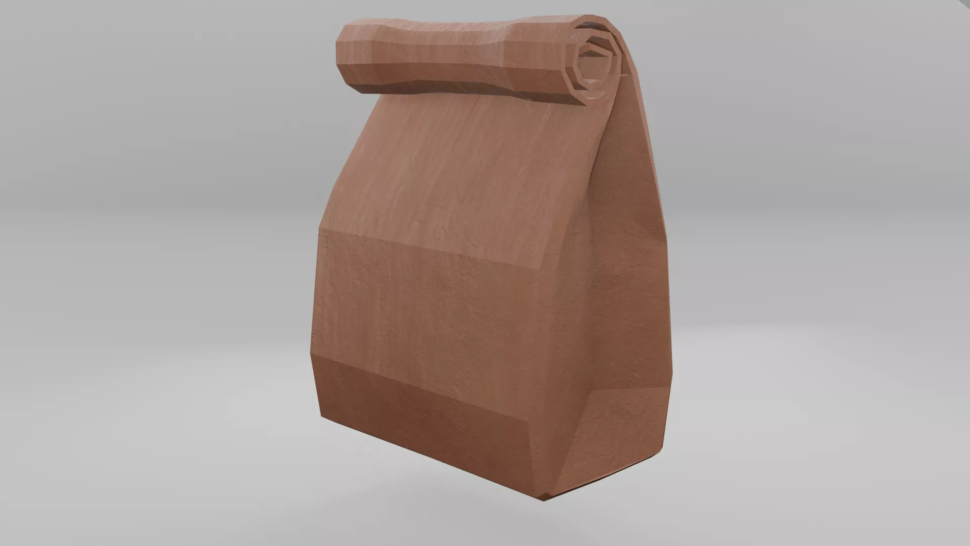 Kraft Paper Shopping Bag Packaging Low-poly 3D model