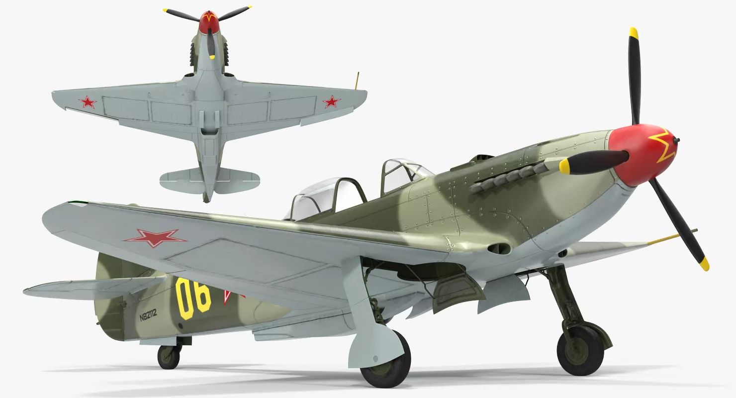 Soviet WWII Fighter Aircraft Yak 9 3D model