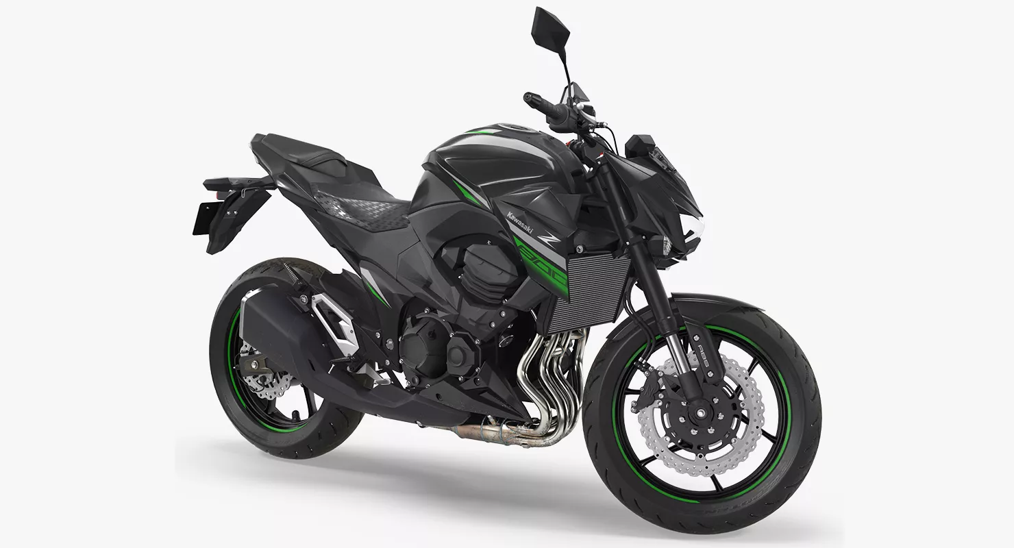 Kawasaki Z800 2016 Green Rigged 3D model