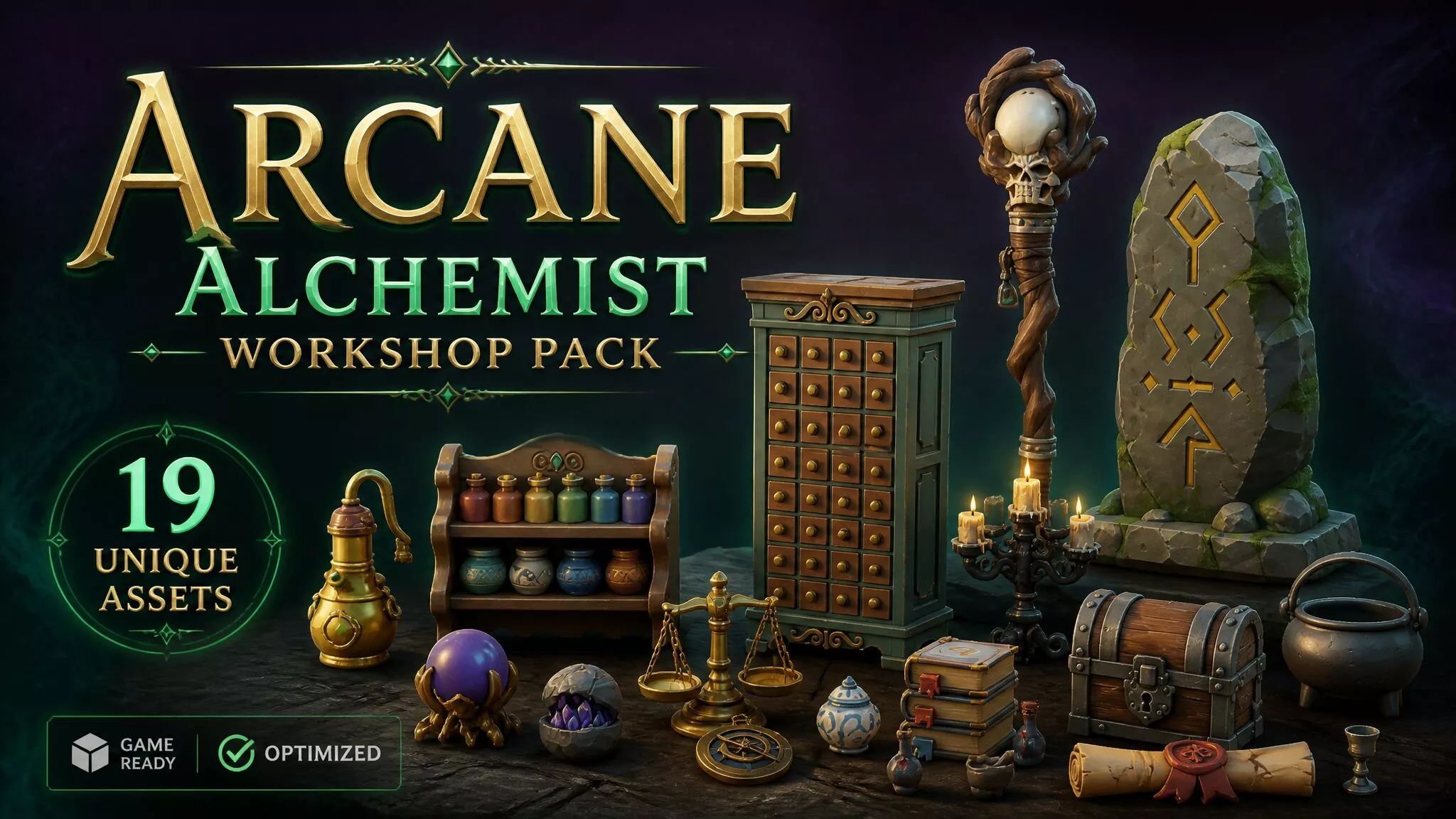 Arcane Alchemist Workshop Pack Low-poly 3D model