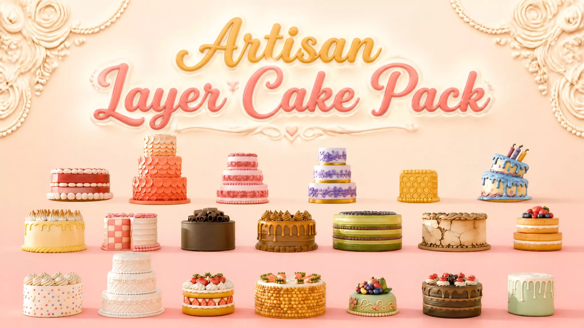 Artisan Layer Cake Pack Low-poly 3D model