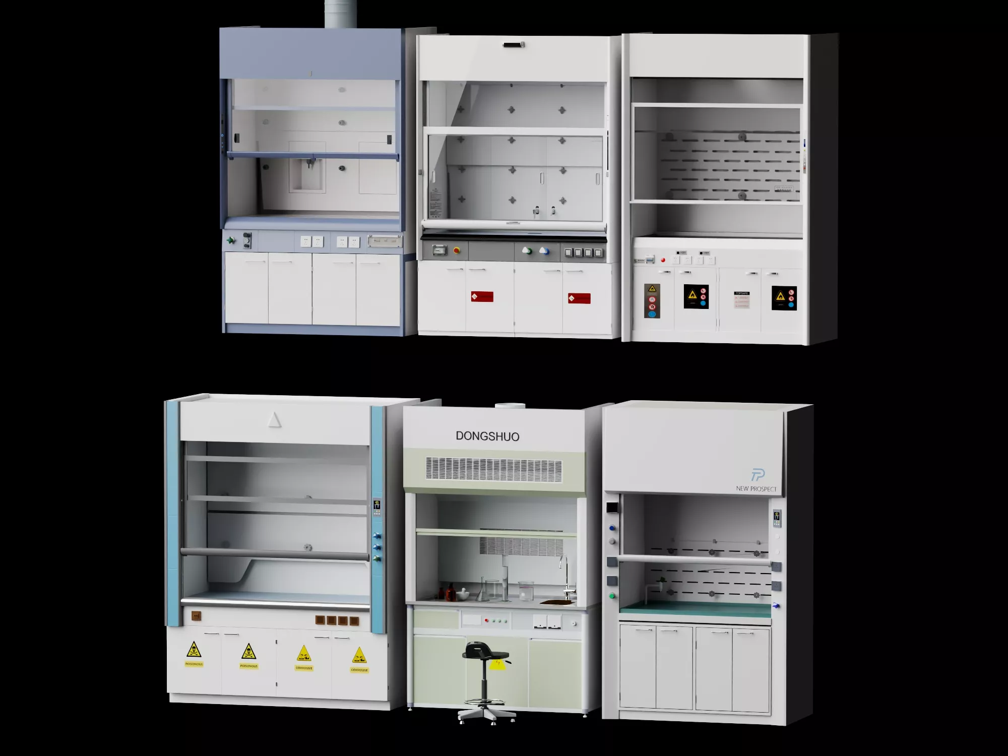Laboratory Fume Hoods Collection Low-poly 3D model