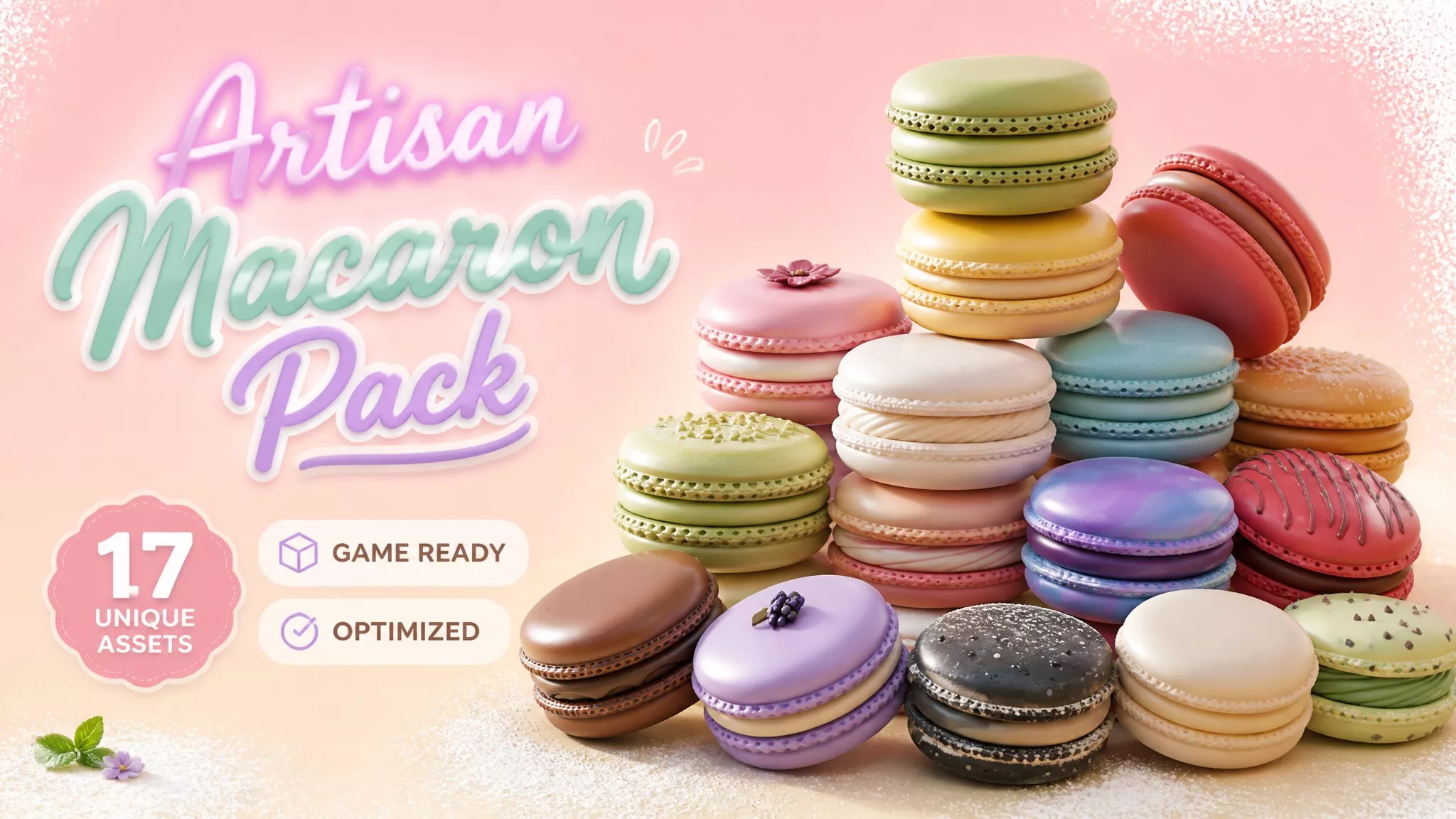 Artisan Macaron Pack Low-poly 3D model