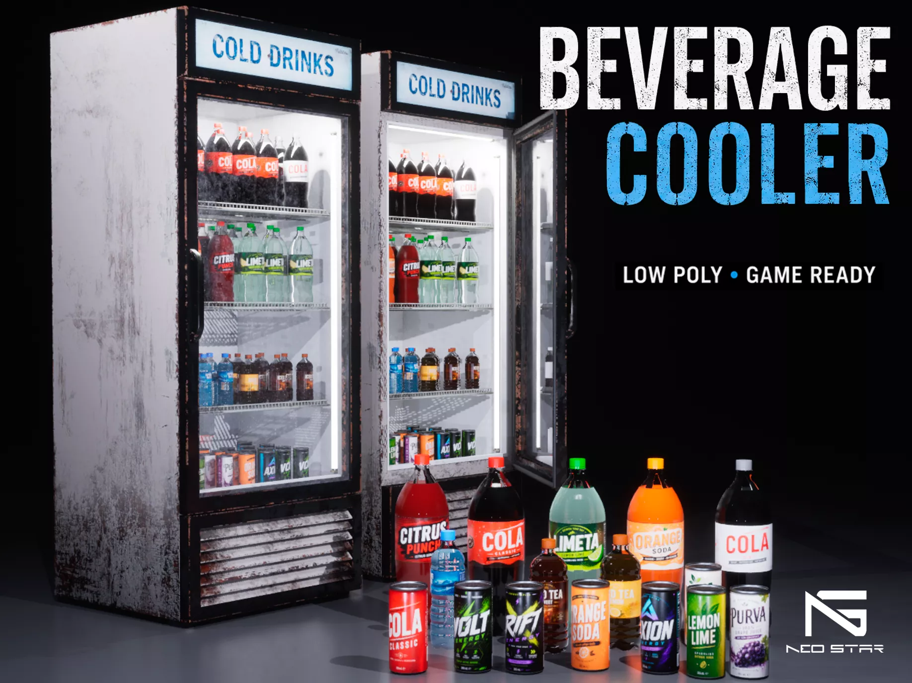Old Beverage Coller Low-poly 3D model