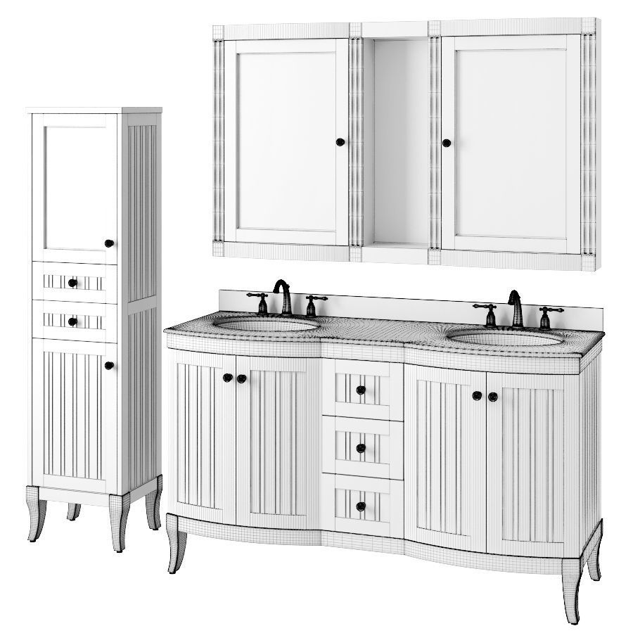 Furniture Set in the bathroom PALMETTO Signature Hardware  3D model_3