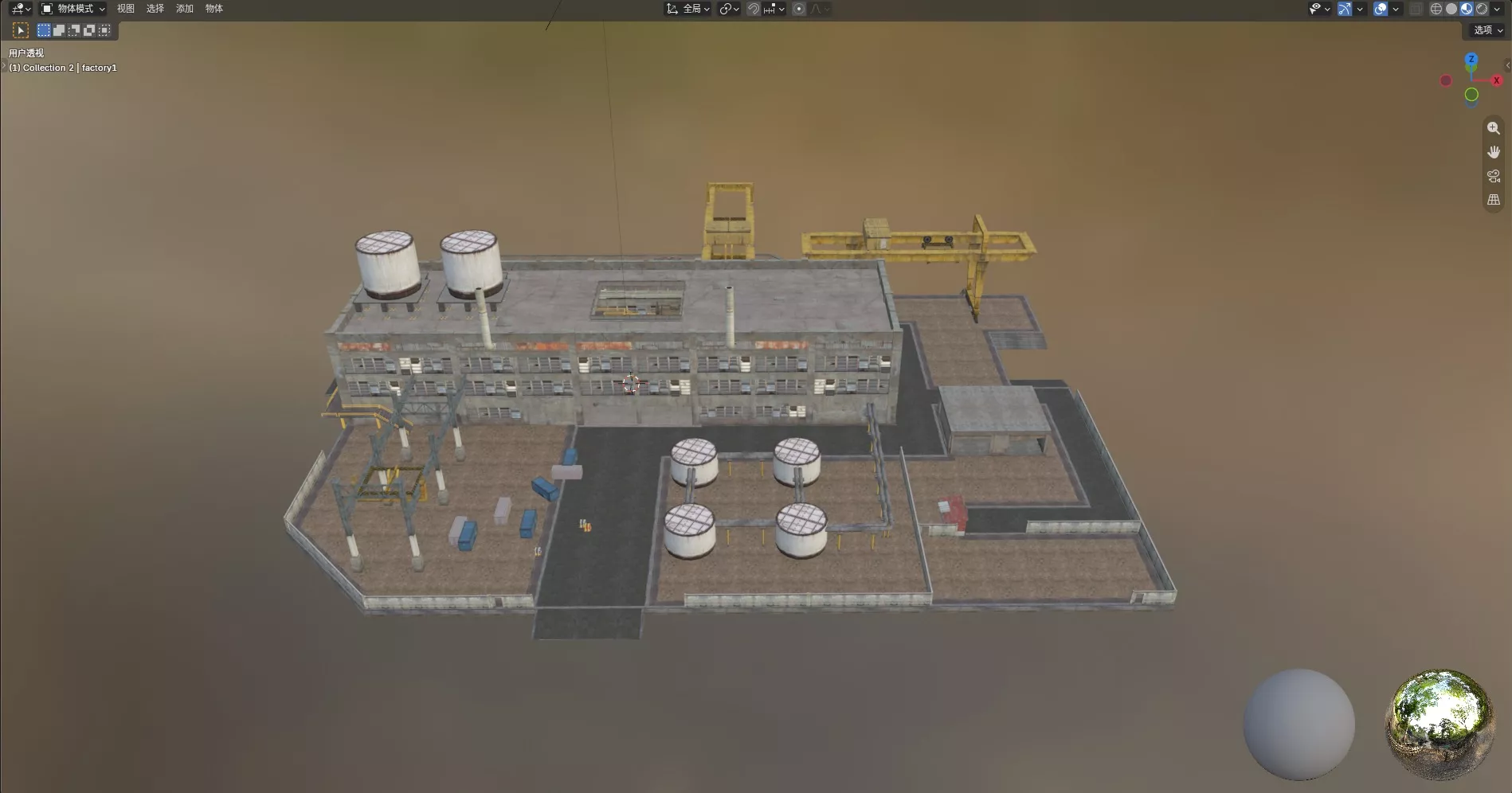 Abandoned Industrial Factory Plant 3D Scene 3D model