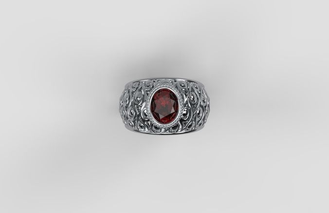 Ring with oval stone - Italian design -  3D print model