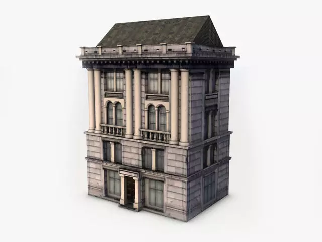 Classic Building Low-poly 3D model_0