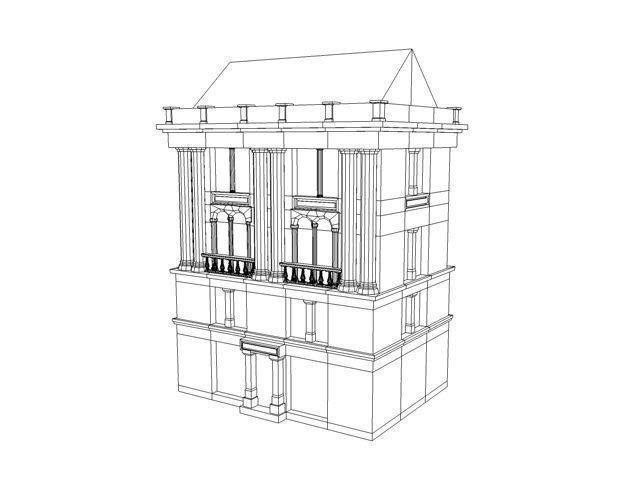 Classic Building Low-poly 3D model_4