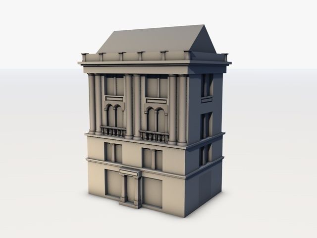 Classic Building Low-poly 3D model_3