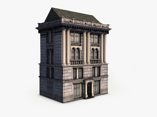 Classic Building Low-poly 3D model_1