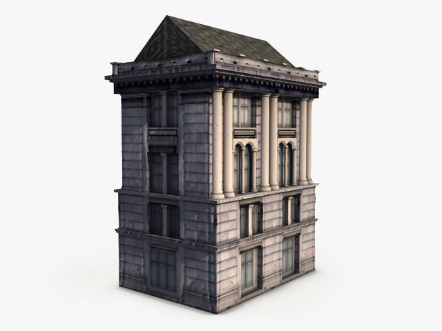 Classic Building Low-poly 3D model_2