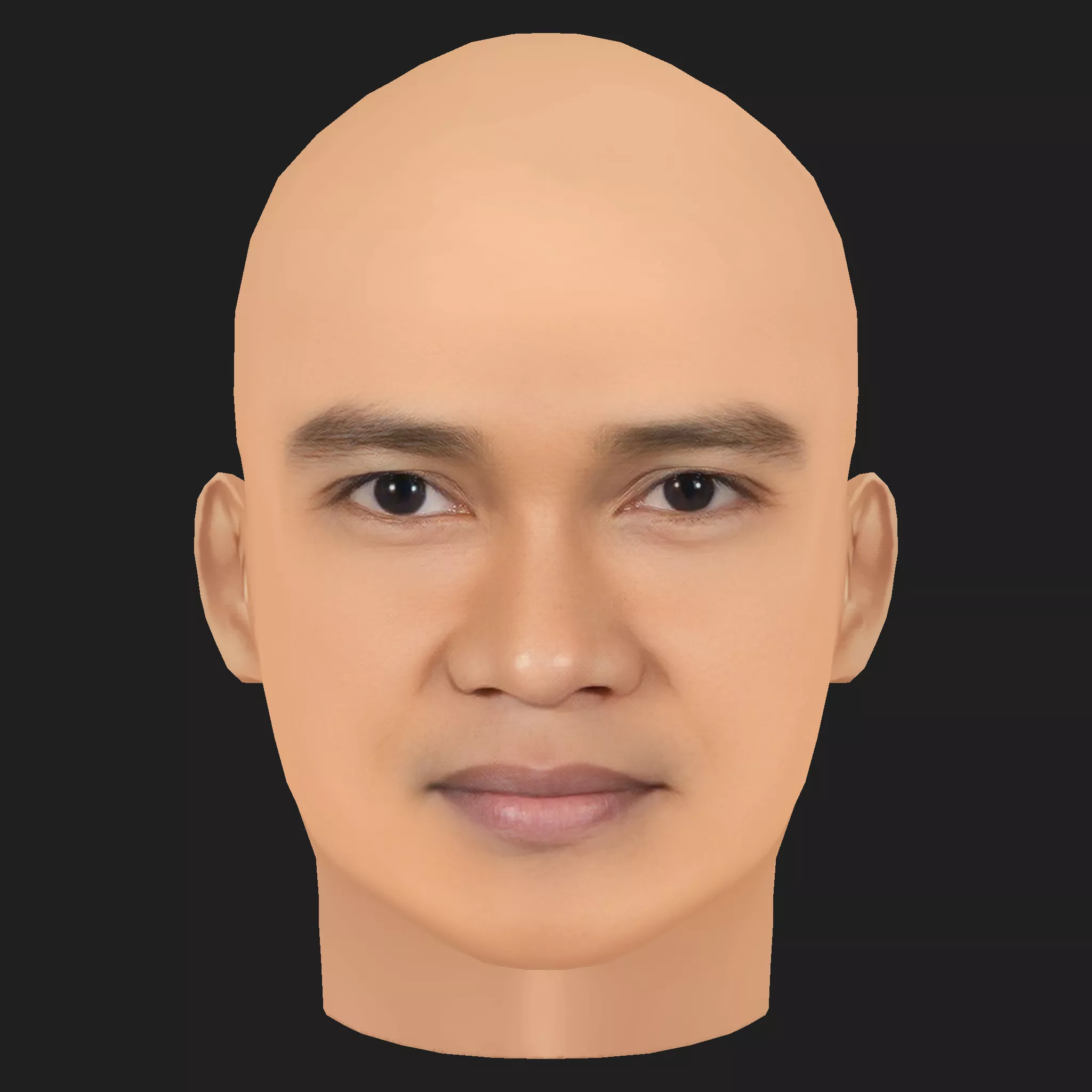 Low Poly Tony Jaa Head Low-poly 3D model