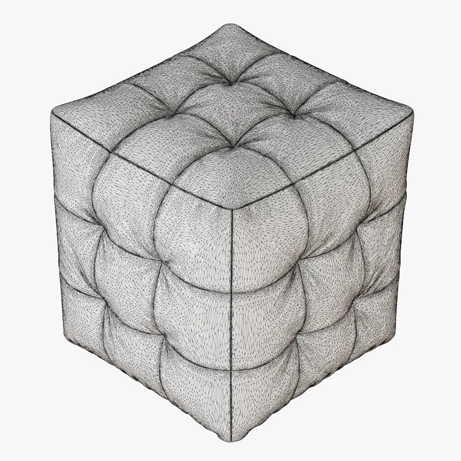 Pouf with pulls 3D model_3