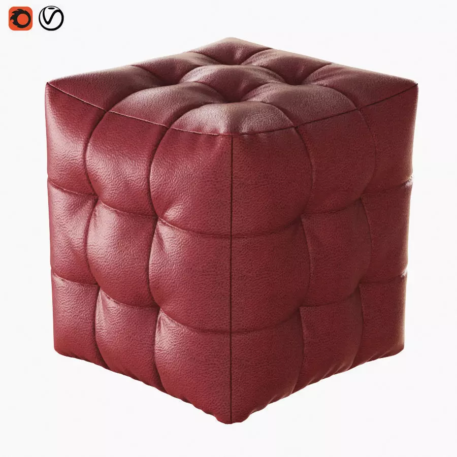 Pouf with pulls 3D model_0