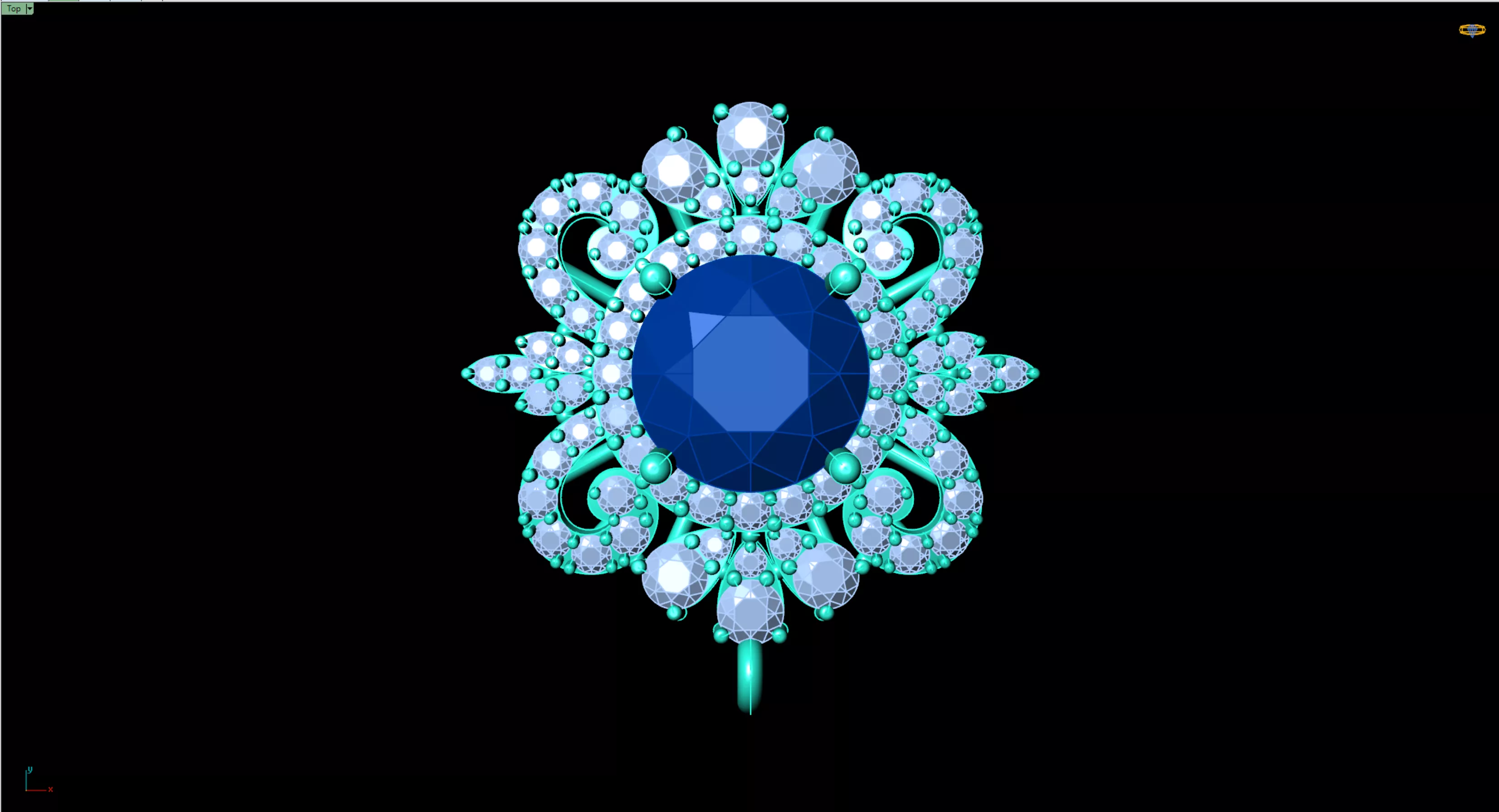 Royal Victorian Sapphire Medallion Pendant 3D print model