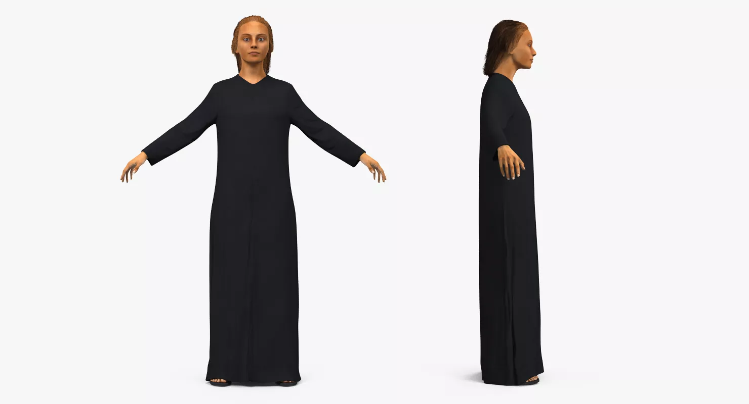 Arabian Woman in Black Abaya 2 Rigged 3D model