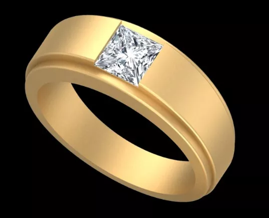 Princess Cut Diamond Flush Set Mens Band Free 3D print model