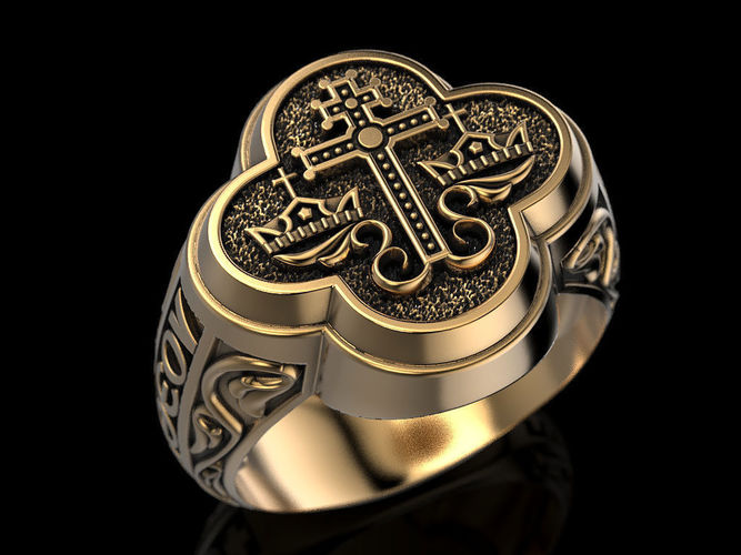 Wedding Orthodox Byzantine ring 3D print model