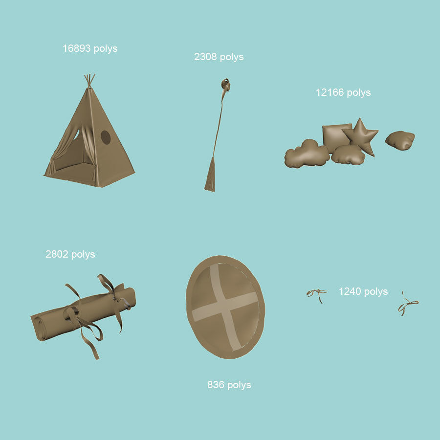 Childrens tent wigwam 3D model_8