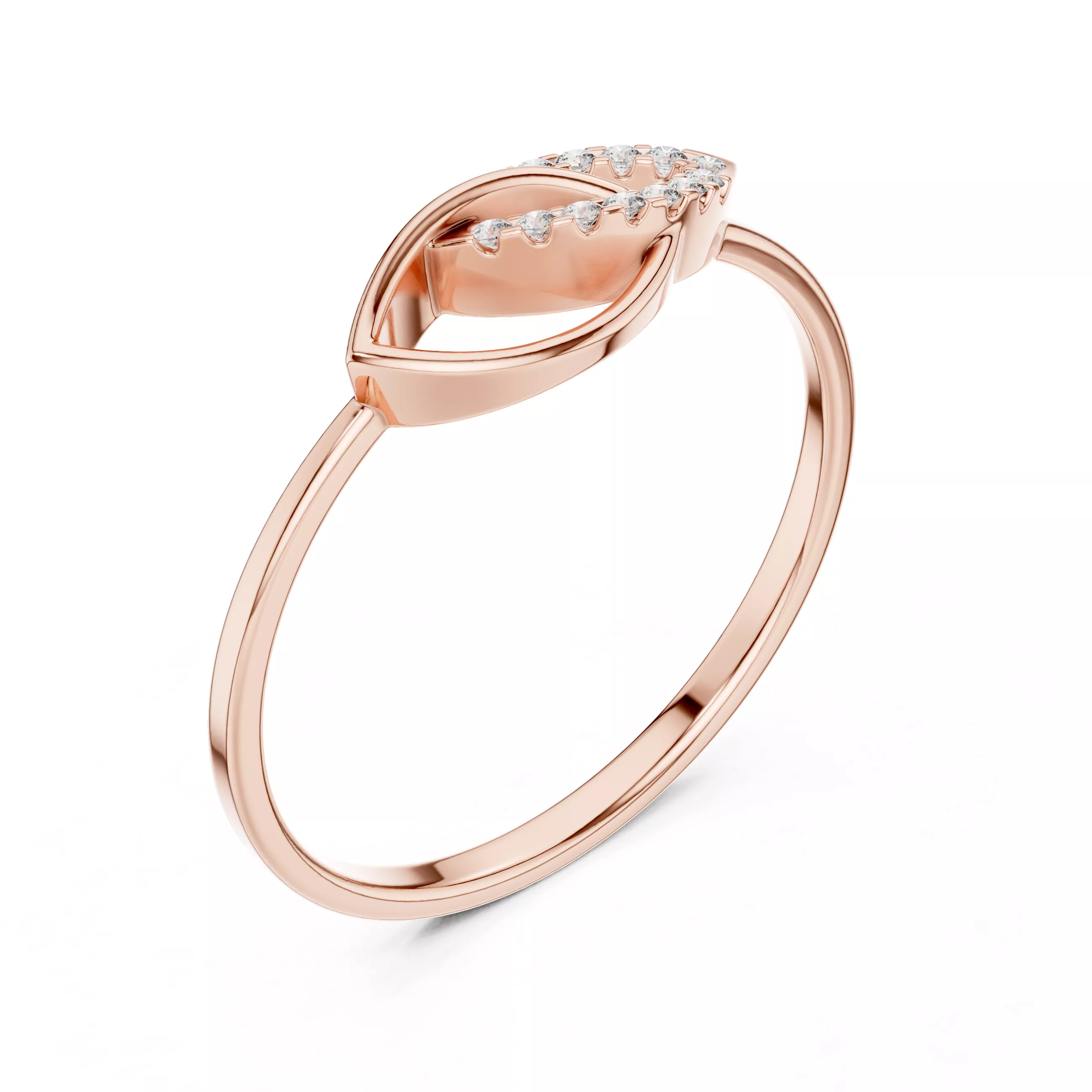 Sculptural Heart Swirl Diamond Ring 3D print model