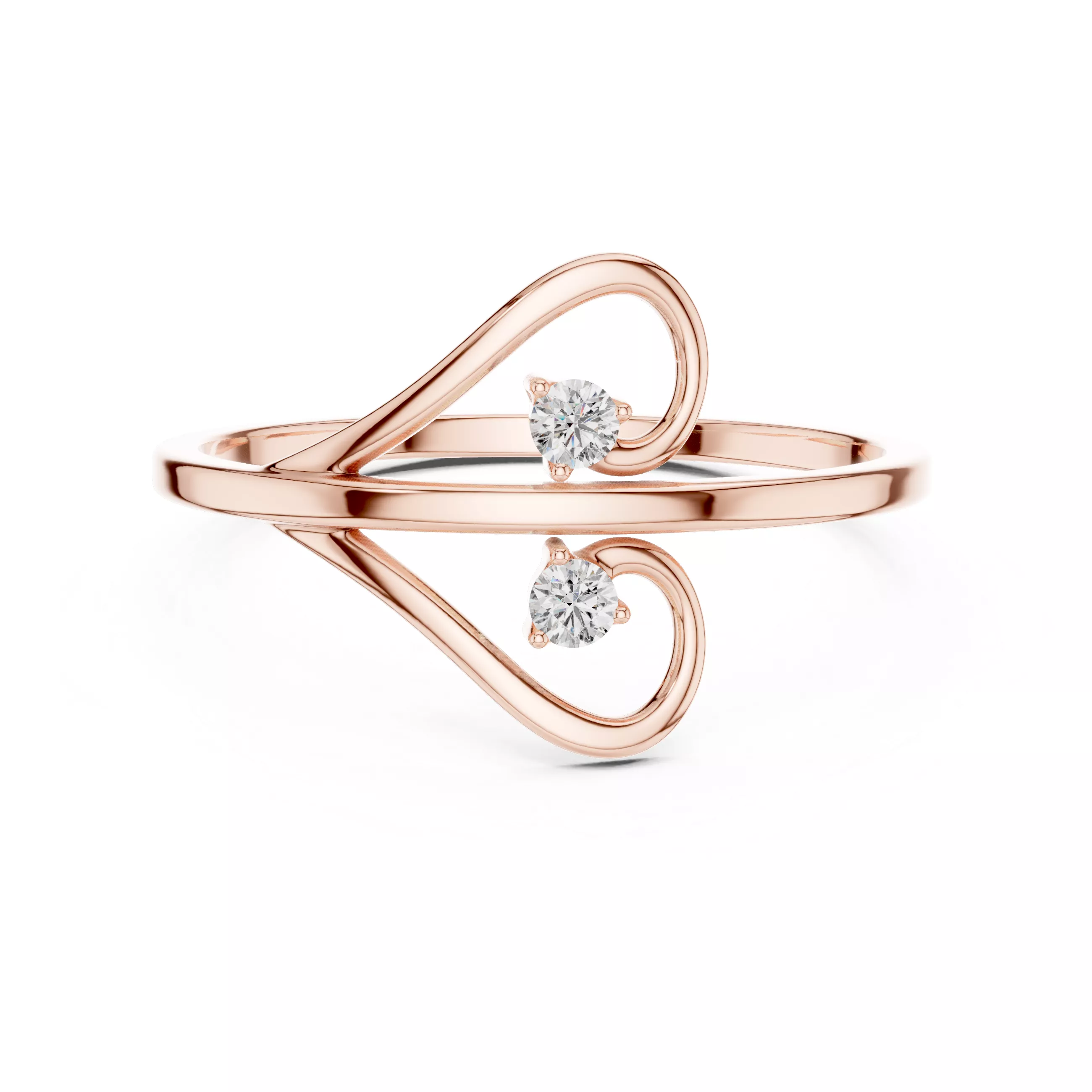 Double Swirl Two Round Diamond Ring Free 3D print model