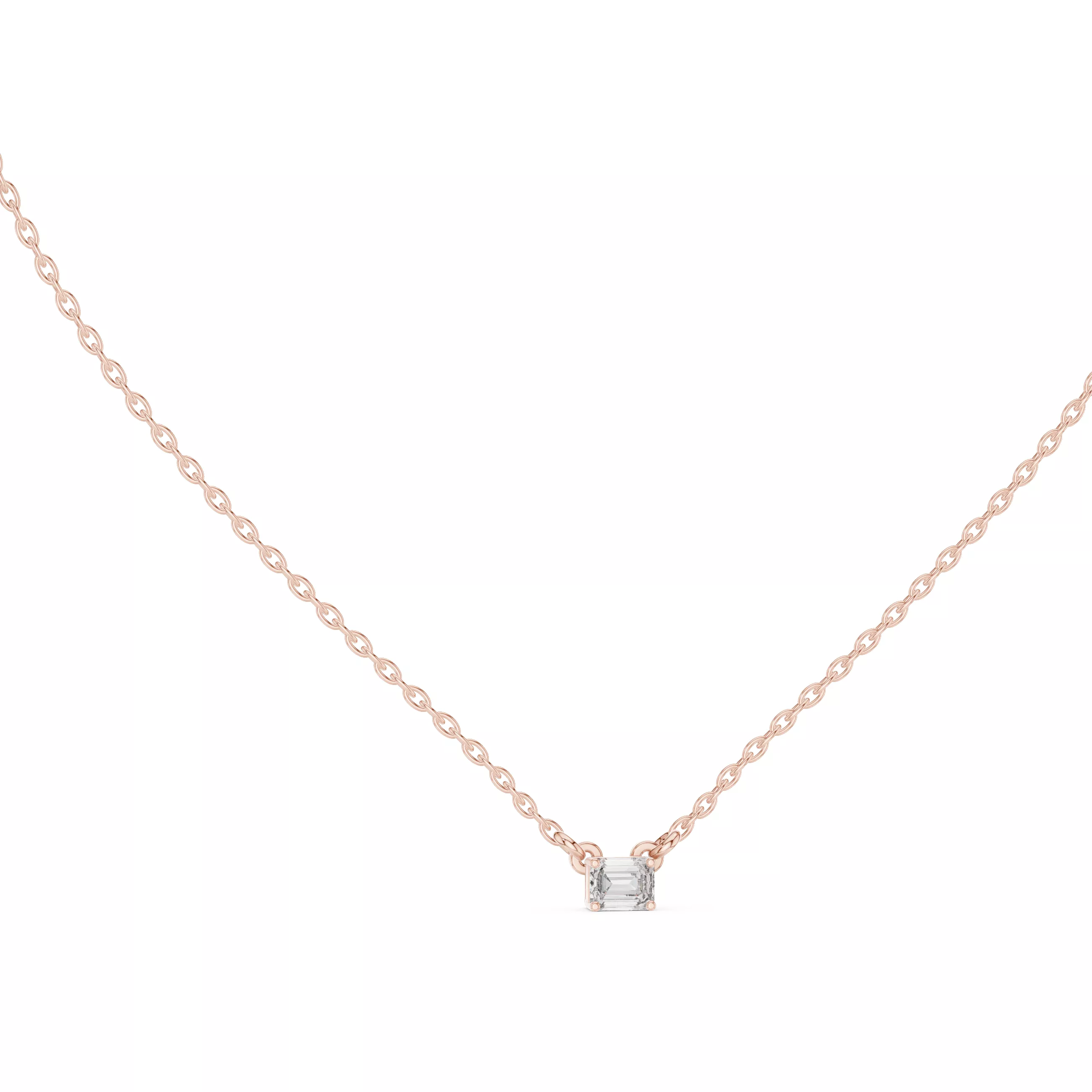 Minimal Emerald Cut Solitaire Diamond Necklace Free 3D print model