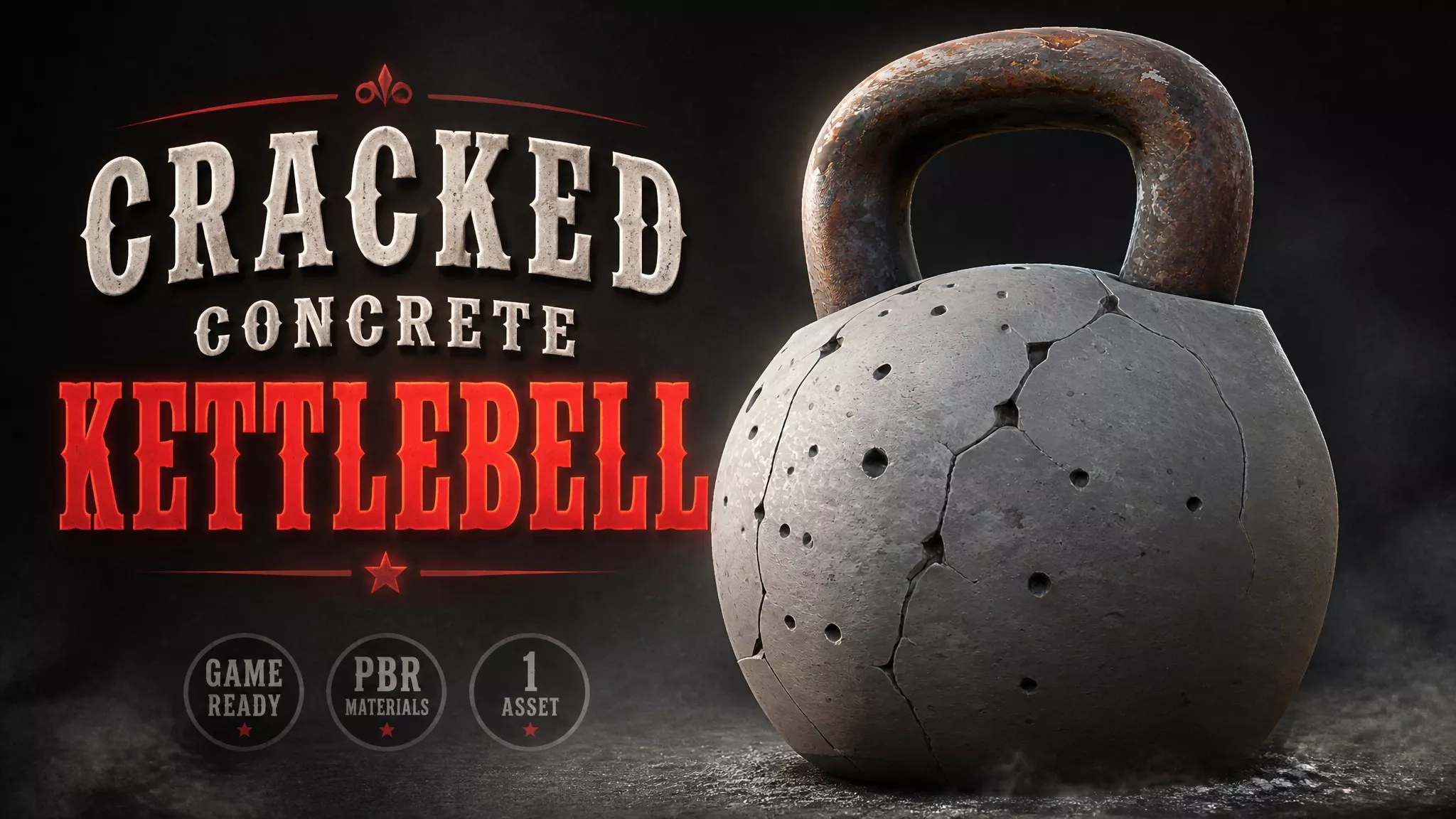 Cracked Concrete Kettlebell Low-poly 3D model