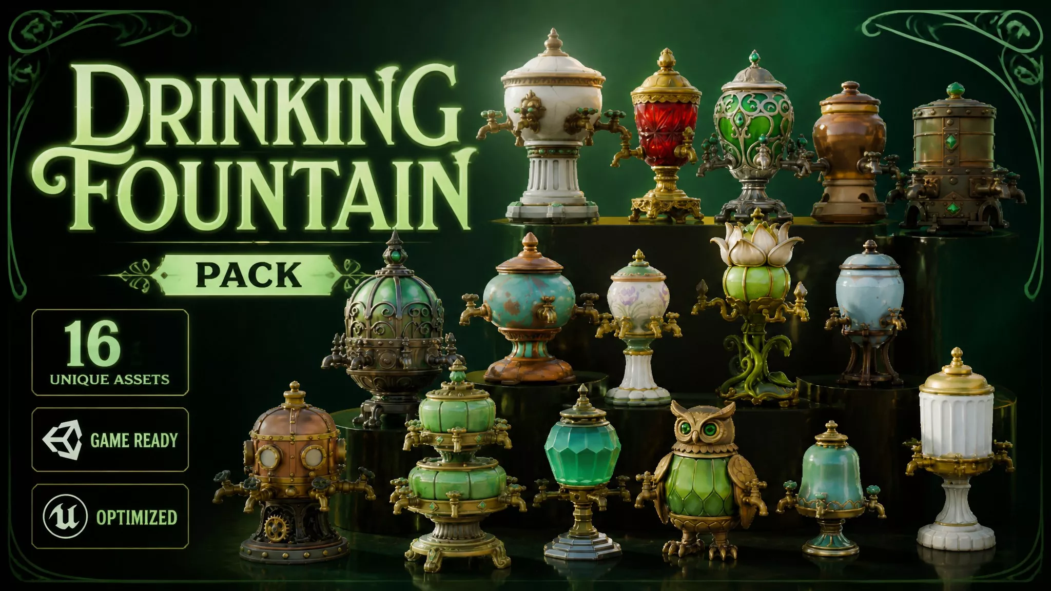 Drinking Fountain Pack Low-poly 3D model