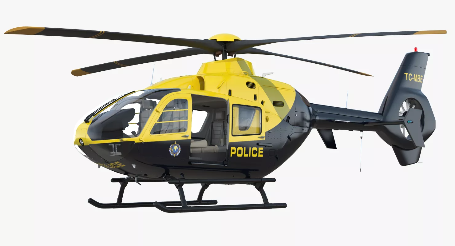 Police Eurocopter EC 135 Rigged 3D model