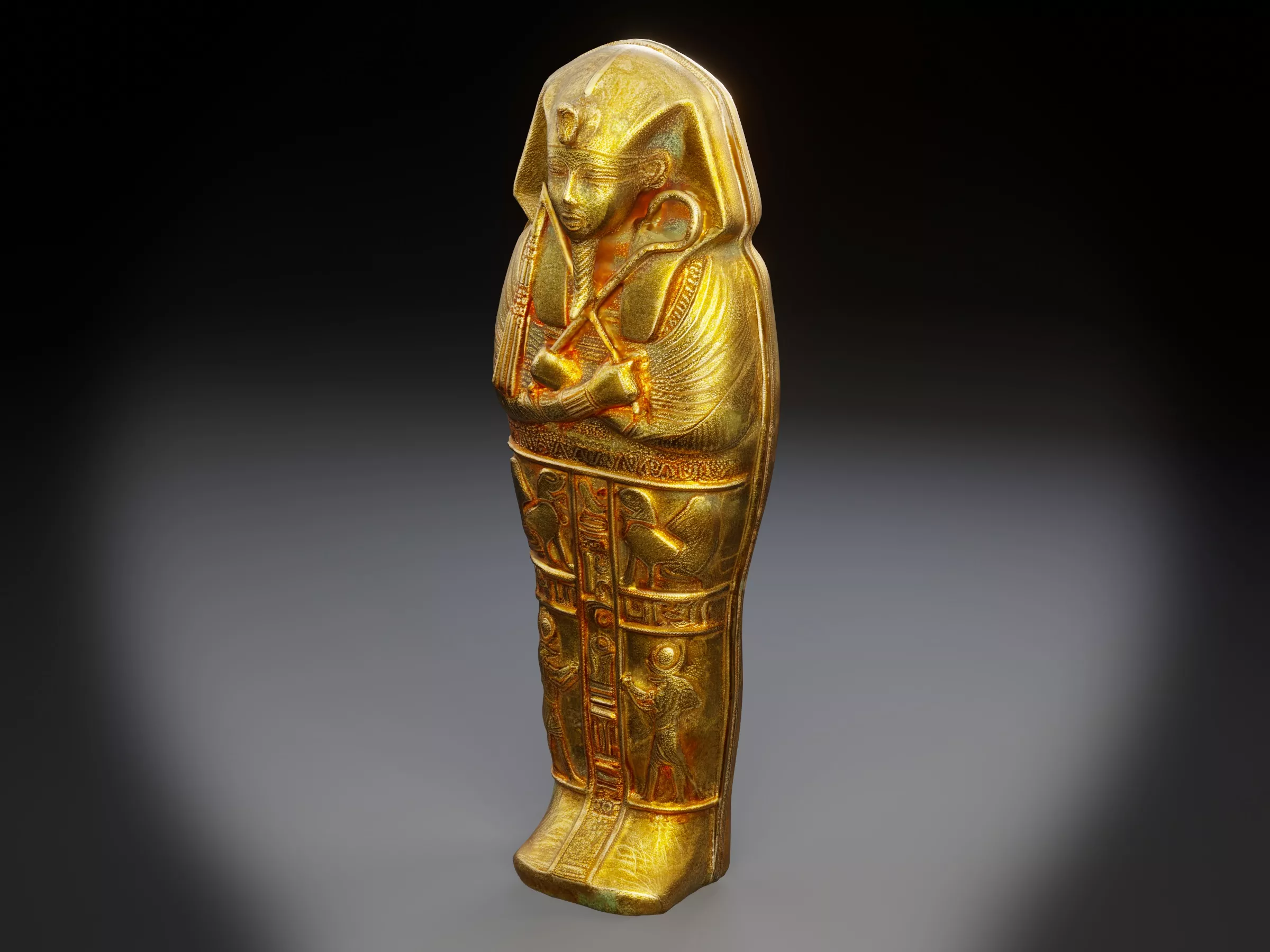 Hammered Brass Temple Sarcophagus Low-poly 3D model