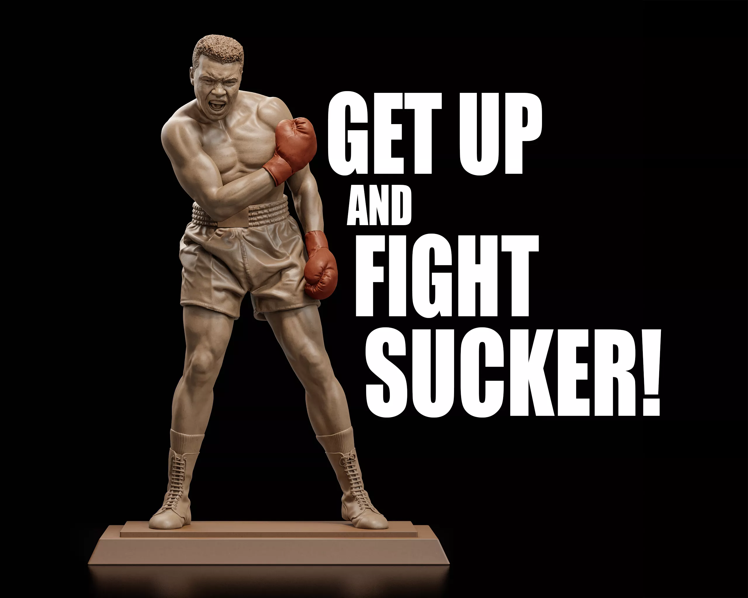 Muhammad Ali Statue - Get Up and Fight Sucker 3D print model