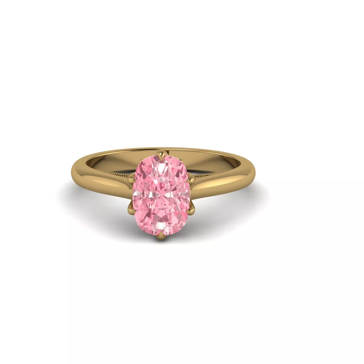 Vintage Oval Pink Gemstone Ring-3D CAD Model 3D print model