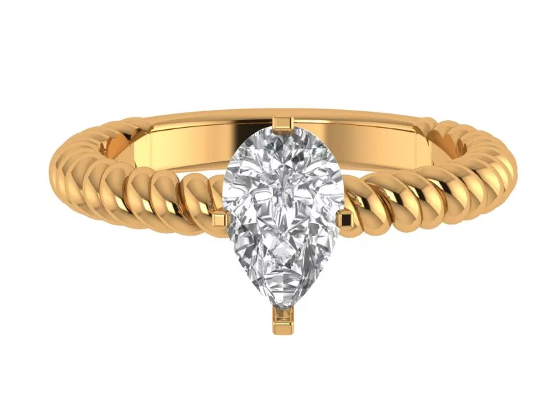 Pear Solitaire Ring Free 3D print model